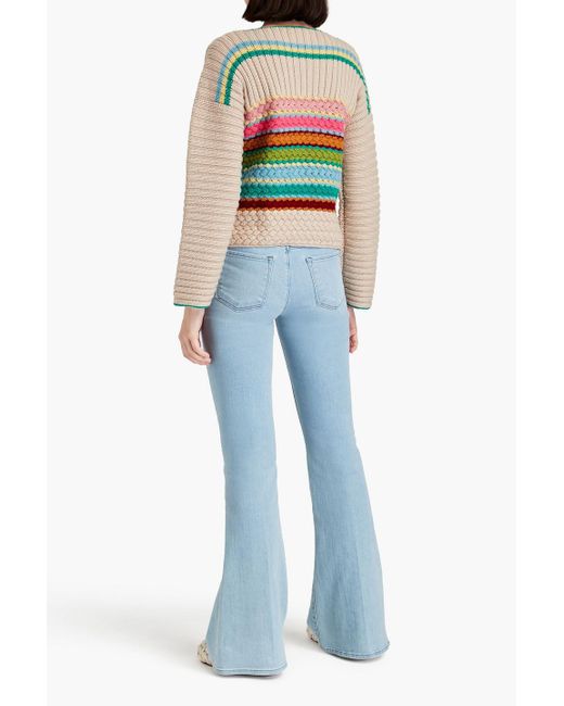 See By Chloé Green Striped Ribbed-knit Sweater