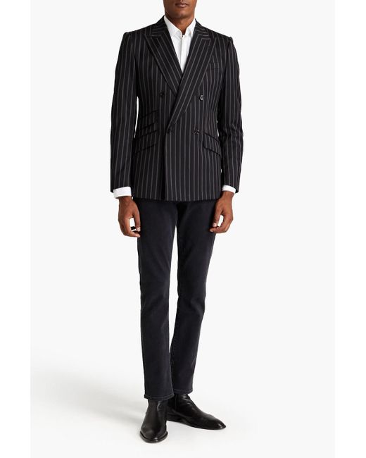 Dolce & Gabbana Doppelreihiger blazer aus twill aus einer woll-baumwollmischung in Black für Herren