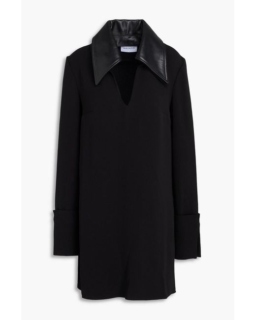 16Arlington Black Dante Leather-trimmed Crepe Mini Dress