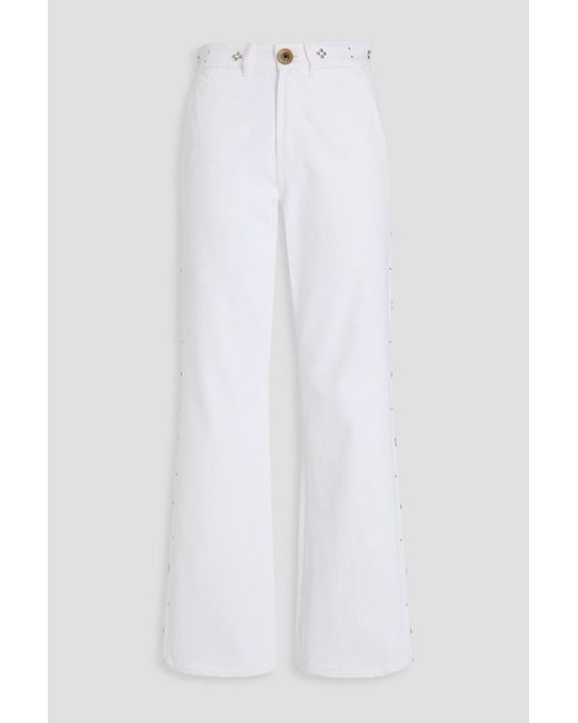 Wales Bonner White Studded High-Rise Flared Jeans