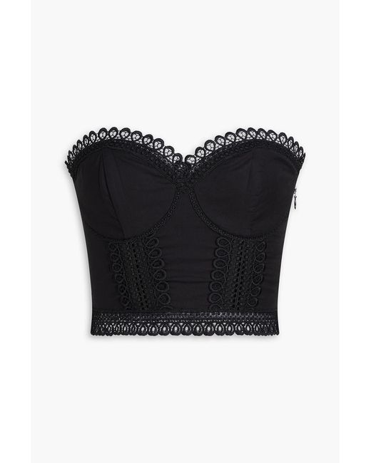 Charo Ruiz Black Strapless Cropped Cotton-Blend Bustier Top