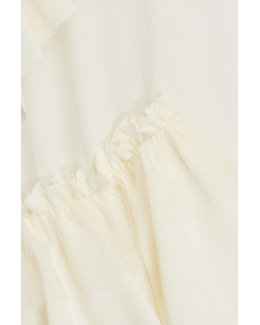 Simone Rocha White Ruffled Crepon-paneled Cotton-jersey Midi Dress