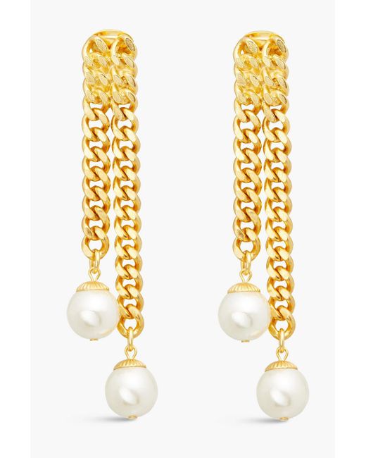 Ben-Amun Metallic 24-karat Gold-plated Faux Pearl Clip Earrings