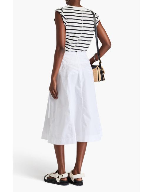 3.1 Phillip Lim White Cotton-Blend Poplin Midi Skirt