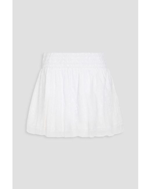 LoveShackFancy White Ilona Cotton Fil Coupé Mini Skirt