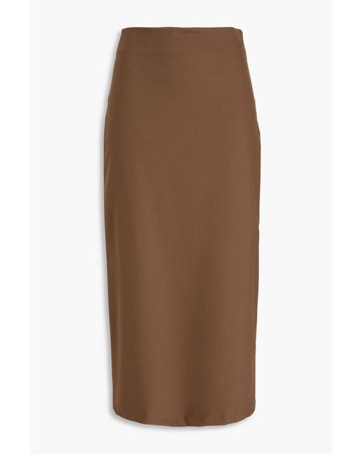 Loulou de Saison Brown Samo Wool-Blend Twill Midi Skirt