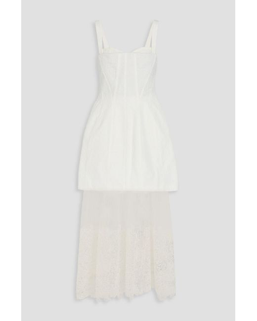 Jonathan Simkhai White Layered Cloqué And Tulle Midi Dress