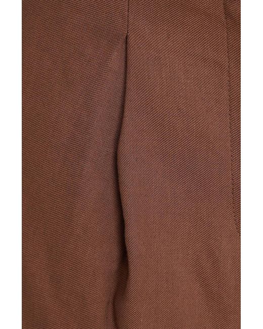 Veronica Beard Brown Piper Belted Linen-Blend Twill Shorts