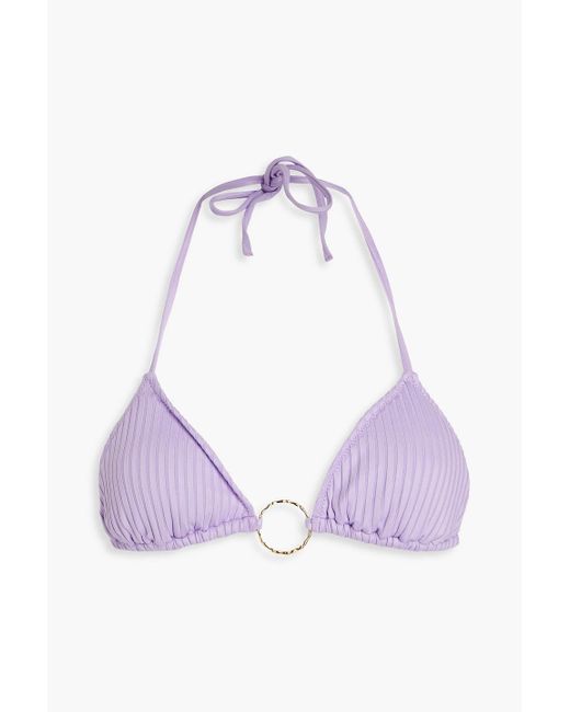 Melissa Odabash Purple Miami Ribbed Triangle Bikini Top