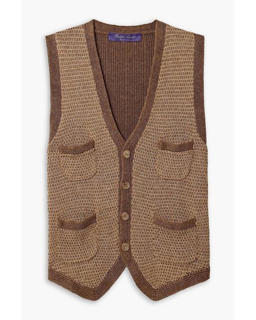 Ralph Lauren Brown Linen And Silk-blend Vest
