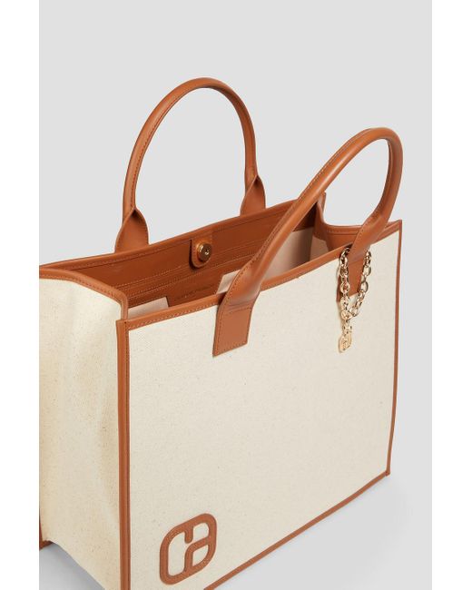 Claudie Pierlot Natural Leather-trimmed Canvas Tote