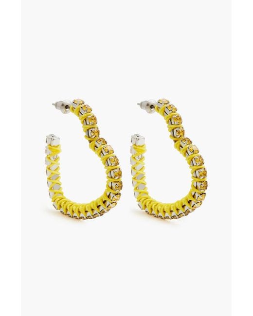 Maje Yellow Silver-tone, Cord And Crystal Earrings