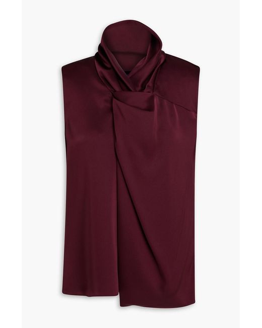 Theory Purple Twisted Draped Satin Top