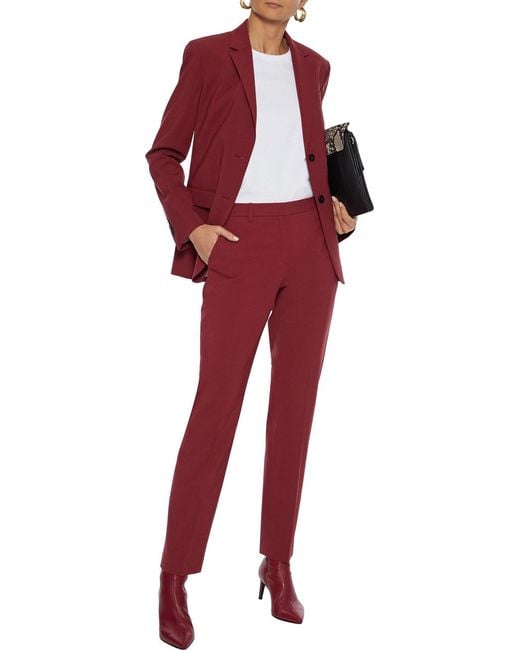 Theory Red Mélange Stretch-wool Straight-leg Pants
