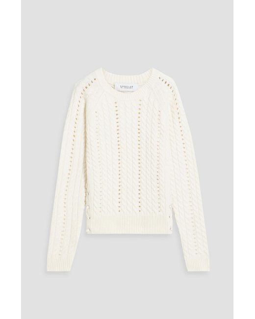 10 Crosby Derek Lam White Aitana Lace-up Cable-knit Wool Sweater