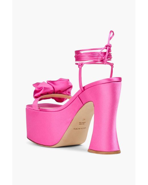 Magda Butrym Pink Floral-Appliquéd Satin Platform Sandals
