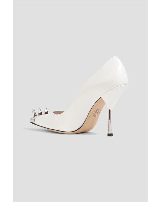 Alexander McQueen White Punk Stud Leather Pumps