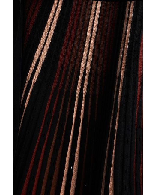 Diane von Furstenberg Black Ollie Wrap-Effect Striped Ribbed And Jacquard-Knit Midi Dress
