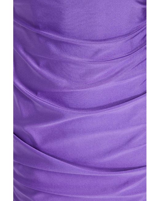 Maje Purple Off-the-shoulder Cutout Twisted Satin-jersey Mini Dress