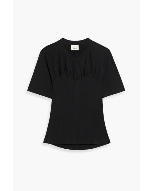 Isabel Marant Black Zazie Gathered Cotton-Jersey T-Shirt