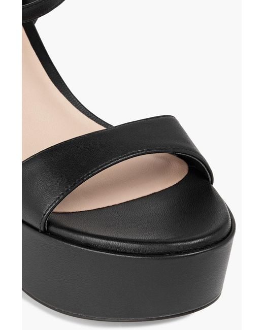 Stuart Weitzman Black Gala Leather Platform Sandals