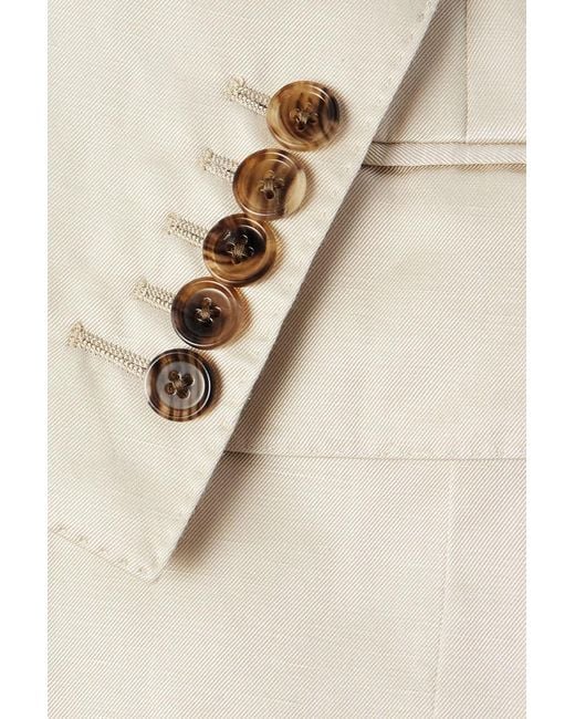 Tom Ford Natural Dyllan Double-Breasted Silk And Linen-Blend Twill Suit Jacket for men