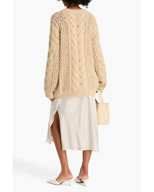 Brunello Cucinelli Natural Cable-Knit Alpaca-Blend Sweater