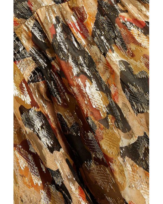Ba&sh Multicolor Metallic-camouflage Fil Coupé Silk-blend Chiffon Blouse