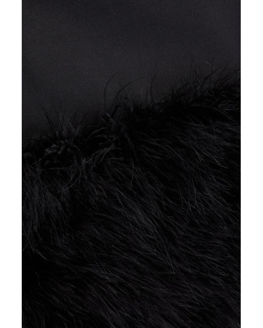 16Arlington Black Haile Feather-embellished Crepe Mini Skirt