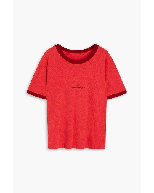 Maison Margiela Red Embroide Cotton-jersey T-shirt for men