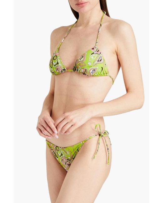 Emilio Pucci Green Triangel-bikini mit print