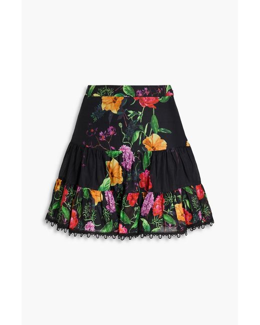 Charo Ruiz Red Argy Floral-Print Cotton-Blend Mini Skirt