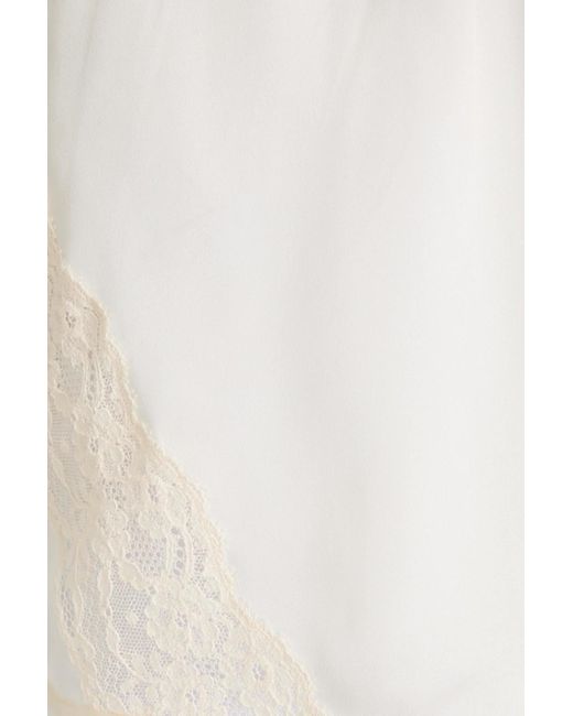 Maison Margiela White Pleated Corded Lace-paneled Silk-satin Shorts