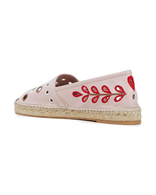 Red(v) Pink Broderie Anglaise Leather Espadrilles