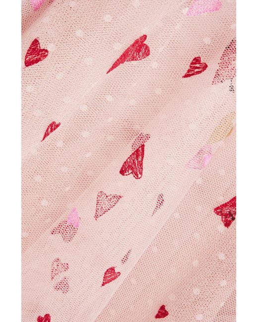 RED Valentino Pink Embroidered Point D'esprit Midi Dress