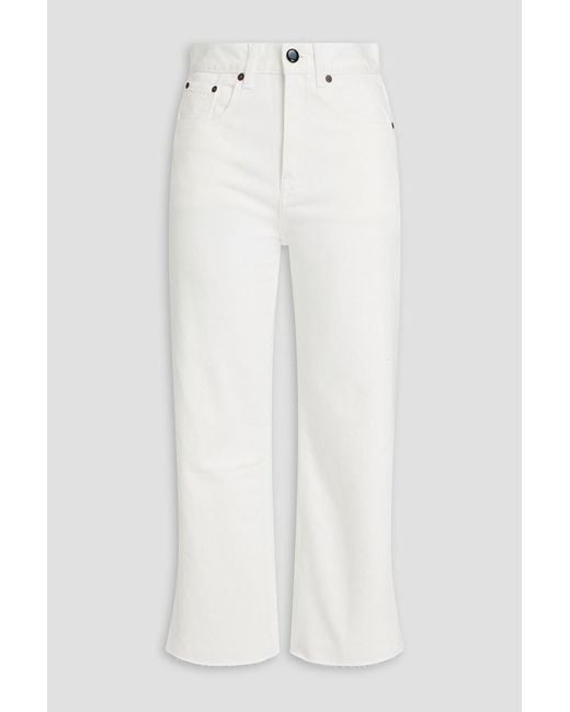 Victoria Beckham White Leather-Trimmed High-Rise Kick-Flare Jeans
