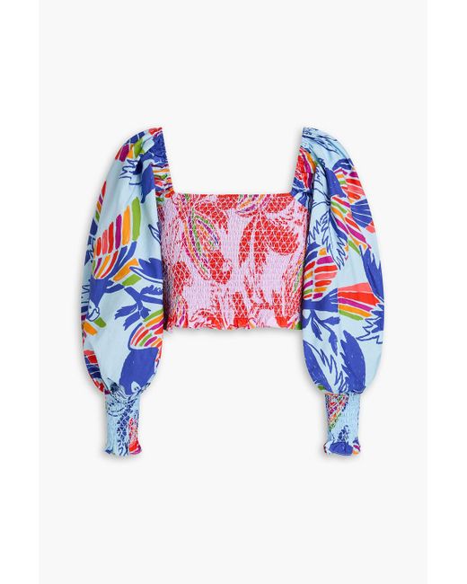 Farm Rio Multicolor Cropped Printed Cotton-poplin Top