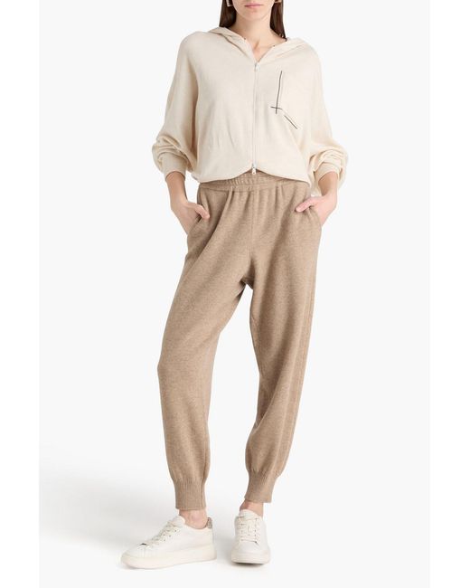 Brunello Cucinelli Natural Bead-Embellished Wool, Cashmere And Silk-Blend Hoodie