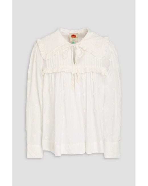 Farm Rio Natural Bluse aus baumwolle mit floralen applikationen und rüschen