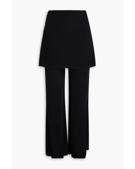 By Malene Birger Black Bolone mehrlagige schlaghose aus jersey aus einer baumwollmischung