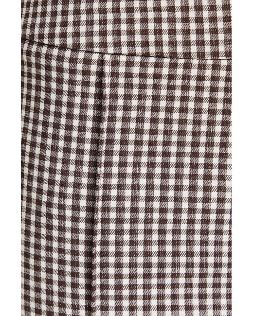 Staud Gray Knack Cropped Gingham Stretch-crepe Straight-leg Pants