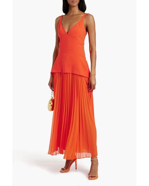 Jonathan Simkhai Red Sequoia Pleated Chiffon And Crepe Maxi Dress