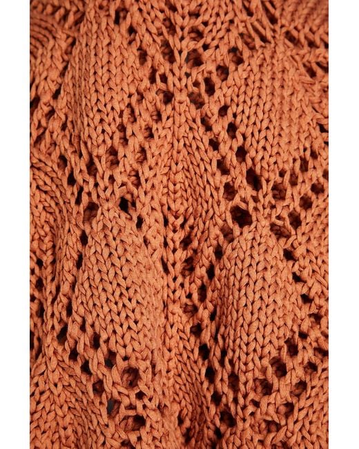 Ba&sh Orange Sennay Pointelle-knit Cotton Cardigan