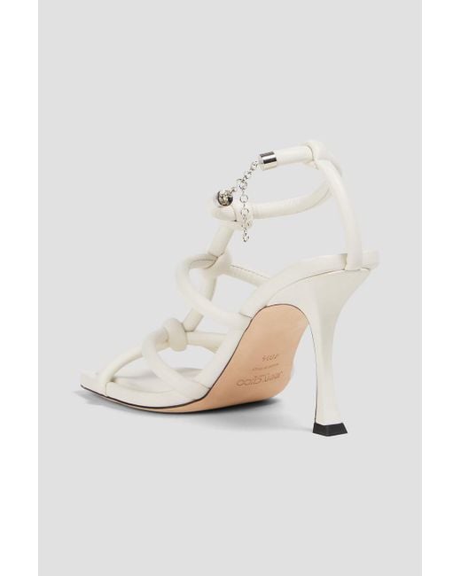 Jimmy Choo White Bay 90 Knotted Leather Sandals