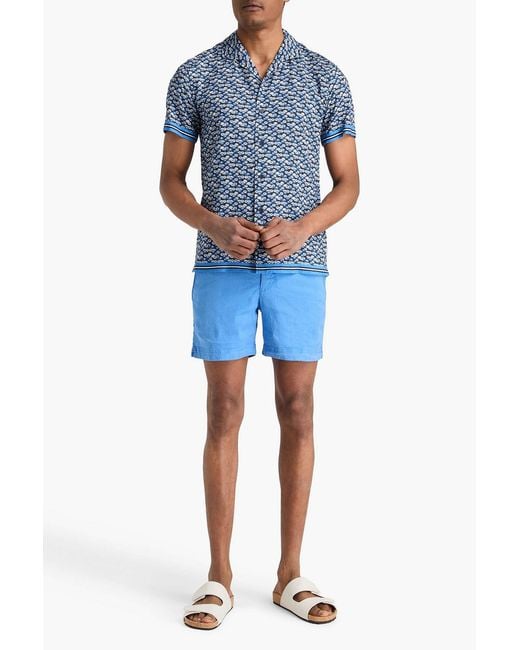 Orlebar Brown Blue Hibbert Floral-Print Piqué Shirt for men