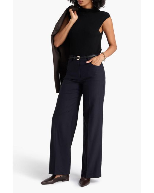Theory Blue Flannel Wide-leg Pants