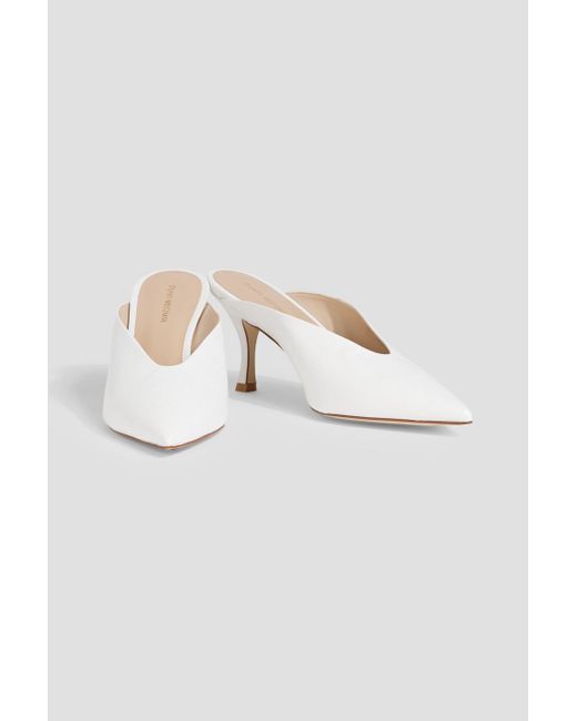 Stuart Weitzman White Lulah Leather Mules