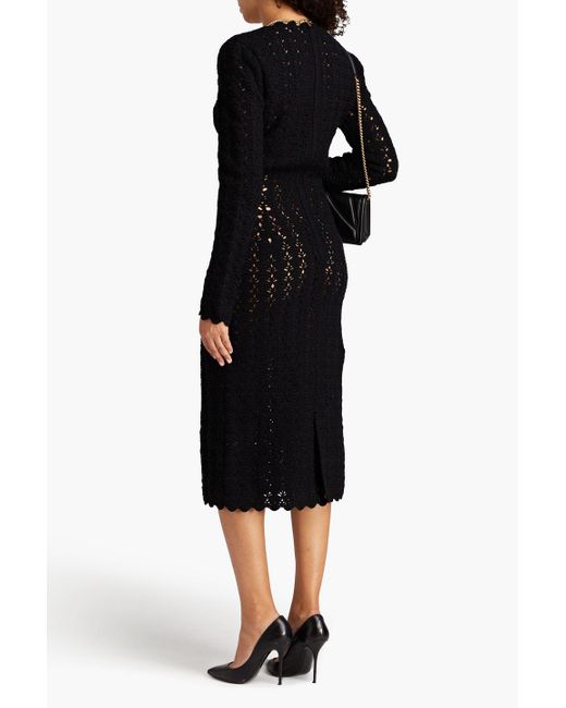 Dolce & Gabbana Black Crocheted Wool And Cashmere-blend Midi Dress