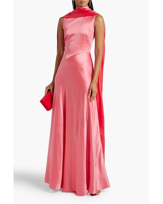 Roksanda Pink Klanira Cutout Cape-effect Silk-satin Gown