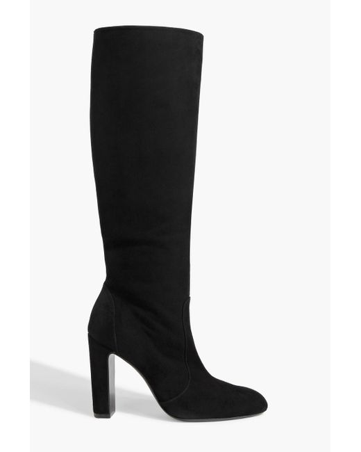 Stuart Weitzman Black Vida 100 Suede Knee Boots